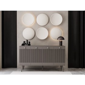 Resim Melura Konsol 140 Cm %100 Mdf Lake Ahşap Ayaklı Gri 