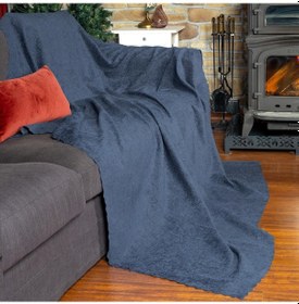 Resim Jakarlı Şönil Koltuk Örtüsü Kanepe Örtüsü Koltuk Şalı 110x175 2 Ad. Kaymaz Gece Mavisi Mavi 