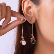 Resim 1 Çift Noel Temalı Asimetrik Püskül Küpeler, Sentetik Kübik Zirkonyalı Noel Baba, Ağaç, Hediye ve Yıldız Charm'ları, Şık Parti Giyim, 925 Ayar Gümüş Kulak İğnesi, Alaşım Yapısı, Tüm Mevsimler İçin Sevimli Tatil Takıları 
