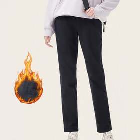 Resim Kadın Polar Astarlı, Fermuarlı Cepli ve İpli Belli Sıcak Kışlık Kayak Pantolonu | Kalın Outdoor Dağcılık Pantolonu, Softshell, Fitness, Şehir İçi Gidiş Geliş Tarzı 