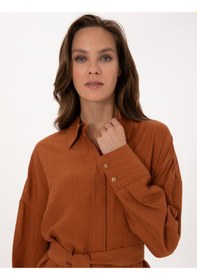 Resim Pierre Cardin Kadın Tarçın Gömlek Desenli 50309964-vr191 Tarçın 