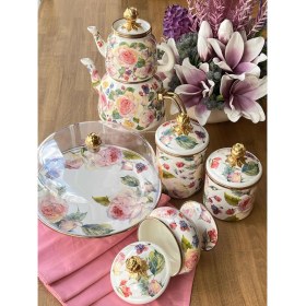 Resim Rossev Rose Emaye Mutfak Seti 5 Parça 