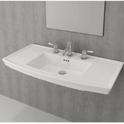 Resim Bocchi Lavita 100 Cm Lavabo Bir Armatür Delikli Parlak Beyaz 1168-001-0126 