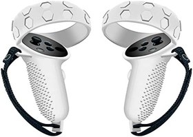 Resim Controller Grips Cover for Oculus Quest 2, GRADETEK Silicone Anti-Throw Grips Cover with Adjustable Knuckle Straps, Protector for Oculus Quest 2 Accessories 