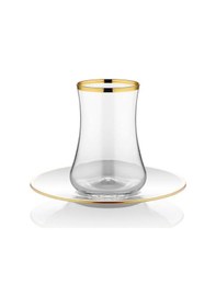 Resim Koleksiyon Dervish Çay Seti 6'Lı Parlak Altın Şeffaf Beyaz 