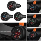 Resim 3'ü 1 Arada 12/24v Araç Oto Led Dijital Voltmetre Göstergesi+termometre+usb Şarj Cihazı Green 