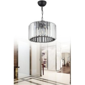 Resim Istanbul Avize Elmas Lüks Kristal Taşlı Siyah Avize 20 Cm 