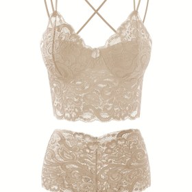 Resim Kadınların Seksi Çiçek Desenli Dantel İç Çamaşırı Seti, Straplez Sütyen Çapraz Askılarla, Kurdele Detayı, Düz Renk, Kumaş, Rahat Kupasız Yetişkin İç Çamaşırı, Seksi İç Çamaşırı ve İç Çamaşırı, İntim Giyim, Zarif Tasarım, Dolgu Olmayan Sütyen 