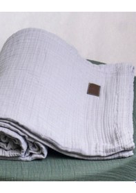 Resim 4 Katlı Müslin Yatak Örtüsü - Battaniye Pike %100 Organik Pamuk Dört Mevsim Yumuşak Tek Kişilik Açık Gri 