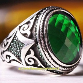 Resim Copy of 925 Sterling Eagle Sapphire and Onyx Stone Mens Ring - US: 12.5 / 69 mm / Turk: 29 