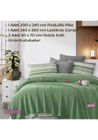 Resim Valeria Tassel Yeşil Renkli Çift Kişilik Püsküllü Pike Takımı 