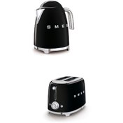 Resim Smeg Siyah Kettle Ve 2x1 Ekmek Kızartma Makinesi Seti-KLF03-TSF01BLEU 