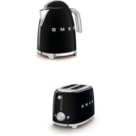 Resim Smeg Siyah Kettle Ve 2x1 Ekmek Kızartma Makinesi Seti-KLF03-TSF01BLEU 