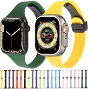 Resim iOS Uyumlu Watch Serisi 4 44mm Manyetik Toka İnce Silikon Saat Bandı İçin 