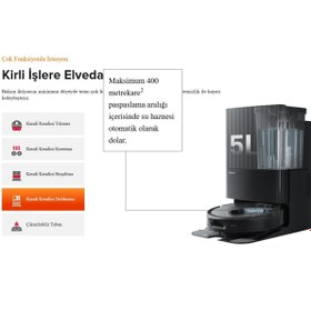 Resim Roborock Mop Yıkama-Kurutma Gelişmiş Uygulama ve Ses Kontrolü Q Revo Çöp İstasyonlu Akıllı Robot Süpürge 