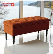 Resim Smarto Relax Puf Saanen Sandıklı Ayaklı Kapitoneli Dekoratif 110x40x45 Cm Turuncu Turuncu 