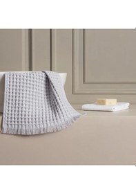 Resim 3 Lü Gri Pamuklu Havlu Seti 30x45, 50x90, 80x160 Cm Yumuşak Ve Emici Gri 