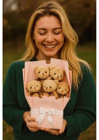 Resim Sevgiliye Doğum Günü Özel Günler İçin Romantik Hediye 5 Li Sevimli Kahverengi Peluş Ayıcıklar Buketi Renkli 