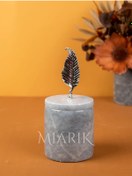 Resim MIARIK DESIGN & DEKORASYON Dekoratif Gri Mermer Pamukluk Gümüş Yaprak Detaylı 