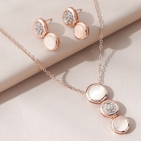 Resim Şık 3 Parça Takı Seti, Çinko Alaşımlı Kedi Gözü Taşı ve Pırlanta Vurgular, Geometrik Kolye ve Küpe Kadınlar için, Günlük Giyim ve Parti Etkinlikleri için Mükemmel 