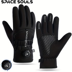 Resim 1 Çift Uzay Ruhu Kışlık Sıcak Rüzgar Geçirmez Dokunmatik Eldiven - Erkek & Kadın için Ayarlanabilir Kilit Tokalı, Akıllı Telefon Uyumlu Kayak/Bisiklet/Koşu Eldiveni, Kilit Mekanizmalı Soğuk Hava Dış Mekan Spor Ekipmanı (Üniseks) 