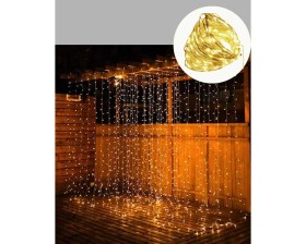 Resim MegaSepet 3x3 Metre Perde LED Işık Sıcak Şelale Tasarım Dekoratif Aydınlatma - ME001W-51S058 