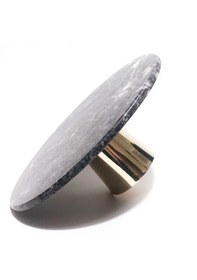 Resim Lux & Marble Liza Black Siyah Mermer Pirinç Ayaklı Pasta Standı 