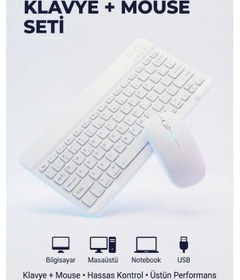 Resim Kablosuz Bluetooth Klavye Mouse Seti Şarj Edilebilir 
