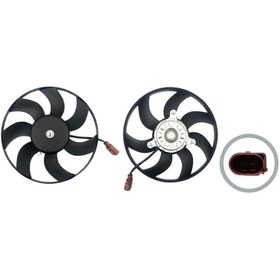 Resim Volkswagen Golf 5 Caddy Jetta Seat Leon 2005 Sonrası Fan Motoru Davlumbazsız 295 Mm 2 Fiş 7 Kanat 