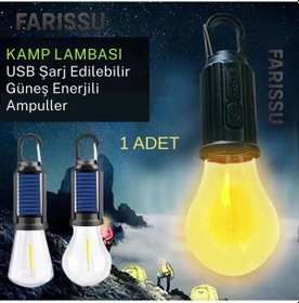 Resim Alaska T01-b Type-c Ve Solar Şarjlı Sıcak Işık Warm Light Kamp Lambası Siyah 