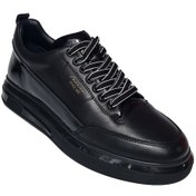 Resim Marcomen Rugan Parçalı Model Hakiki Deri Kalın Köpük Taban Erkek Sneaker Ayakkabı 19380 Siyah 