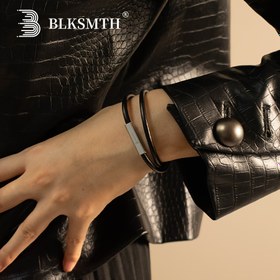Resim BLKSMTH Gotik Punk Deri Sarma Bileklik - Çift Katmanlı Titanyum Çelik, Ona Mükemmel Noel Hediyesi 