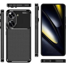 Resim Poco X7 Pro Uyumlu Silikon Kılıf Karbon Desenli Kamera Korumalı Autofocus Kapak Siyah Siyah 