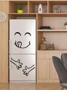 Resim Gülen Yüz Çatal Bıçak Buzdolabı Mat Siyah Sticker Etiket 40cm 