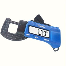 Resim Taşınabilir Dijital Kalınlık Ölçer 0-12.7mm - İnç/MM Ekranlı Hızlı Mini Kaliper, Sıçramaya Karşı Korunaklı, Kağıt & Suni Deri Ölçümü İçin İdeal, Mavi/Siyah 