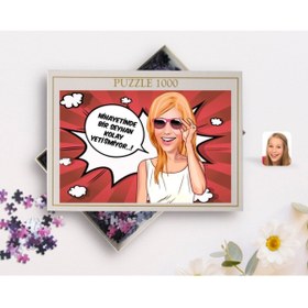 Resim Bk Gift Kişiye Özel Kadın Kolay Yetişmiyor Karikatürlü 1000 Parça Profesyonel Puzzle-4 