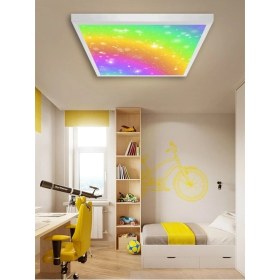 Resim Gökyüzü Panel Gökkuşağı LED AVIZE-60 cm x 60 x M Büyük Kare-1.5kg Hafif- 54W Güçlü Işık 30M2 Alan Aydınlatır-Hepsiburada 