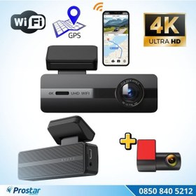 Resim 2 Kameralı 4k+1080p Ekransız Wıfı Gps 24 Saat Park Modu Özellikli Dashcam Kamera 