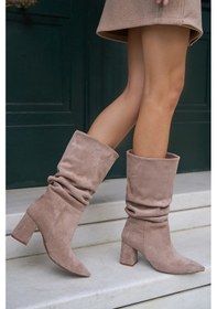 Resim Luna Kadın Vizon Topuklu Çizme Vizon 