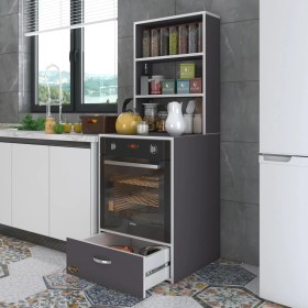 Resim Kenzlife ankastre fırın dolabı aybirgen gri 165*60*56 mutfak çekmeceli 