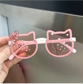 Resim Winful Sevimli Kitty Bebek Güneş Gözlüğü - Uv400 Korumalı, Akrilik Yay, Çocuk Ve Kızlar İçinkırmızı103 Altın 