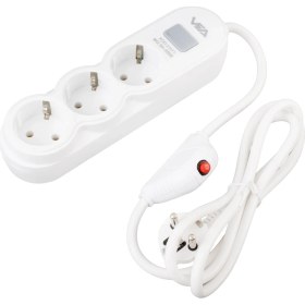 Resim BYR Vea VA-21571 3lü 1.5 Metre Kablolu Anahtarli Beyaz Akim Korumali Priz Byr [byrtek] 