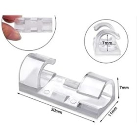 Resim 20LI Şeffaf Kablo Sabitleyici Düzenleyici Klips Duvar Fayans Cam Yapışkanlı Kablo Tutucu 