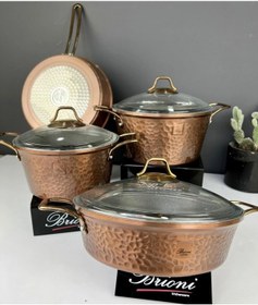 Resim Brioni Copper 7 Parça Tencere Takımı Bakır Cp-11101 
