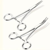 Resim Paslanmaz Çelik Hemostatik Penset - Delme, Balıkçılık ve Evcil Hayvan Bakımı için Hassas Cerrahi Kelepçe, Düz & Kavisli Uçlar, Dayanıklı Metal Yapı 