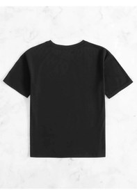 Resim Kadın Siyah Vintage Sand Waves Baskılı Oversize T-shirt 001 
