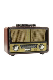 Resim Meier Nostaljik Radyo Ahşap Görünümlü Bluetooth Fm Sd Kart 112bt 