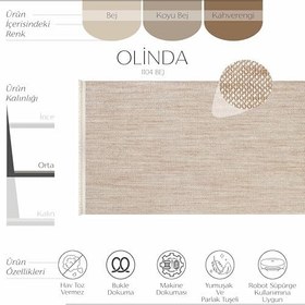 Resim Cool Halı Olinda 1104 Bej Mutfak Halısı Yumuşak Bukle Tezgah Önü Leke Tutmaz İskandinav Yolluk Halı 