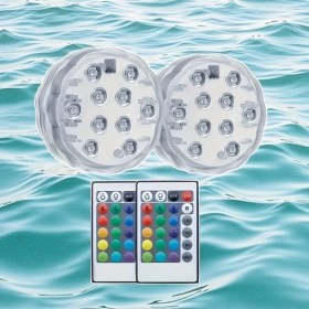 Resim Willowhaven 2 Adet Çok Renkli Su Altı Led Işığı - Pil İle Çalışan Beyaz Havuz Bahçe Aydınlatma 