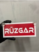 Resim Kırmızı Renk Üzeri Beyaz Renk Rüzgar Yazılı Vantuzlu Cam Süsü 